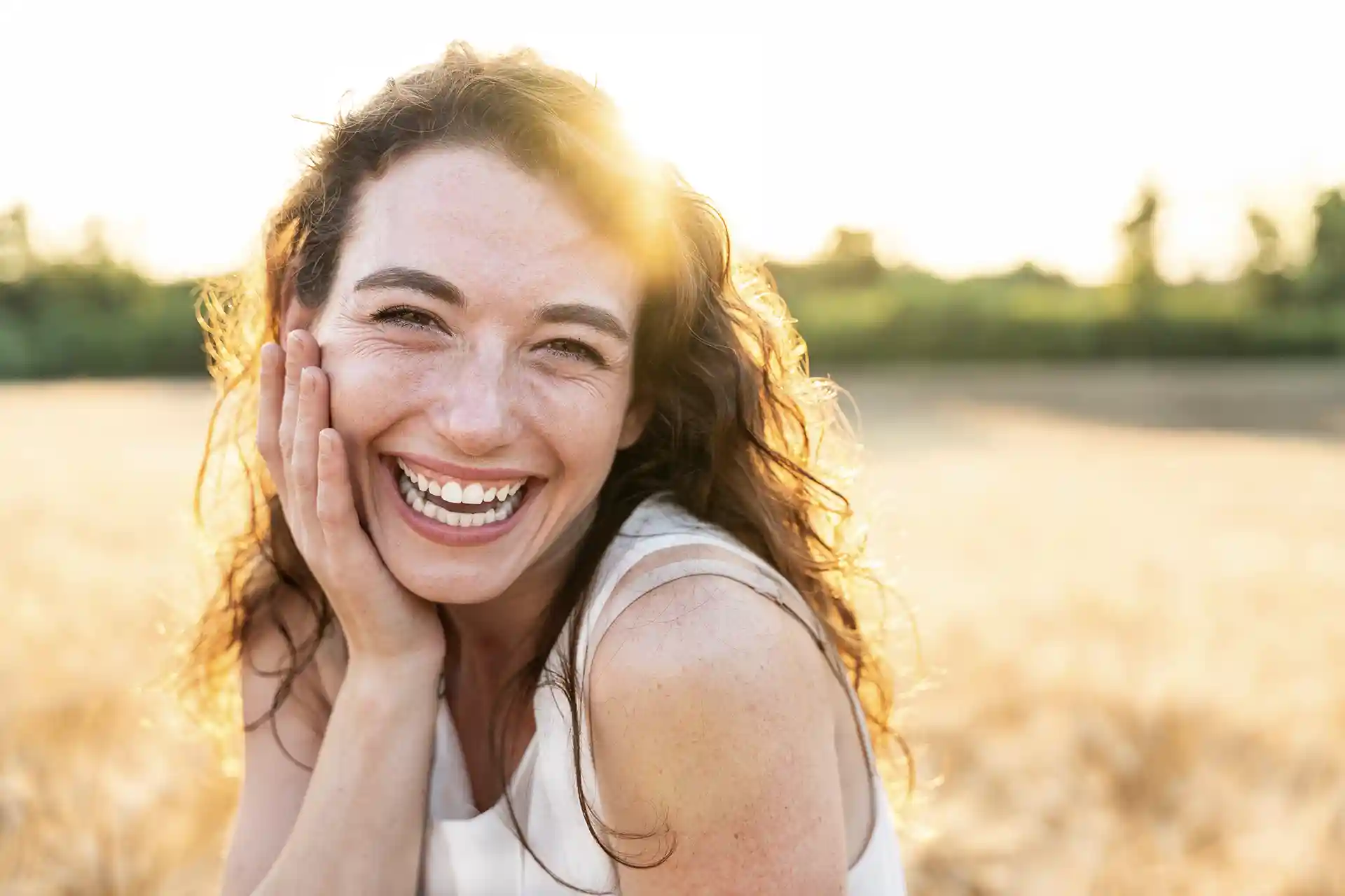 happy woman smiling with bright smile