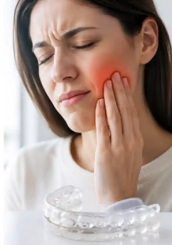 Lady with sore jaw from Teeth Griding